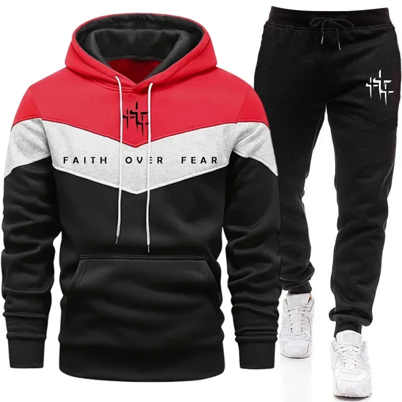 Joggers Pants - Faith Over Fear 남성용 트레이닝복 세트: