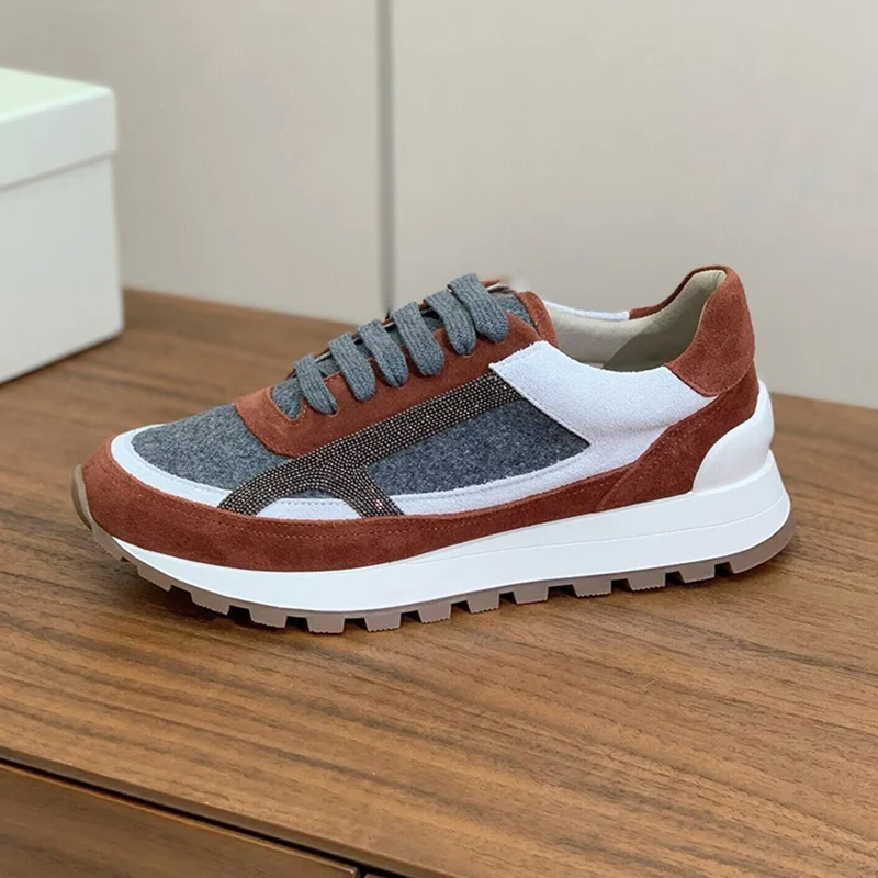 플랫하고 두꺼운 밑창의 끈으로 묶는 스타일의 여성용 스 - Running Shoes Women 리뷰 및 가격