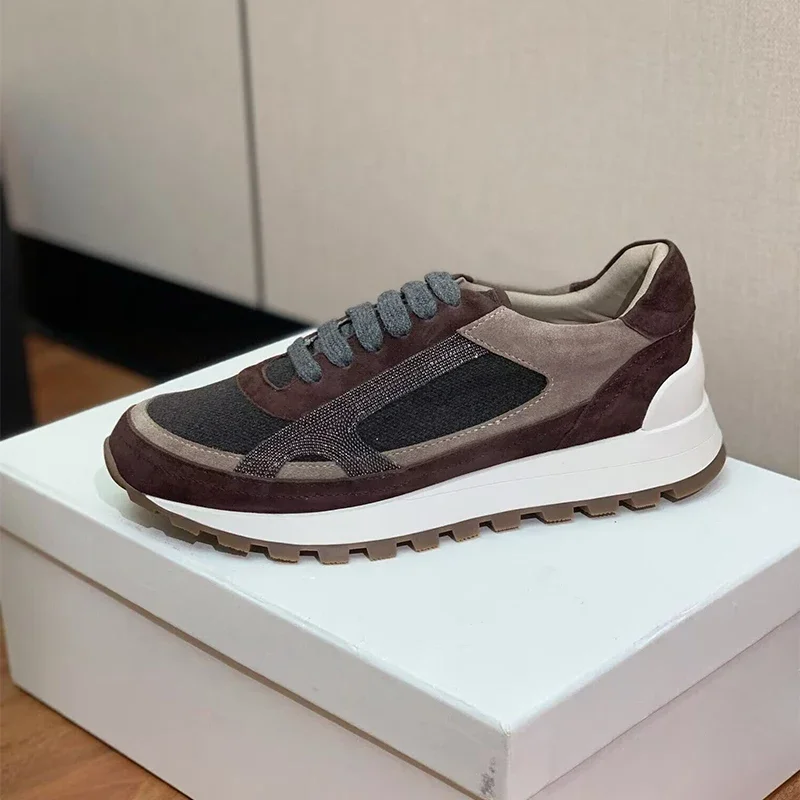 플랫하고 두꺼운 밑창의 끈으로 묶는 스타일의 여성용 스 - Running Shoes Women 리뷰 및 가격