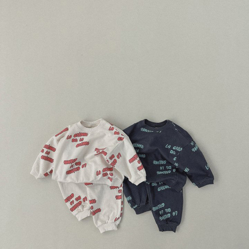 어린이용 긴팔 스포츠 세트, 레터 프린트 맨투맨 및 바 - Running Gear Kids 리뷰 및 가격