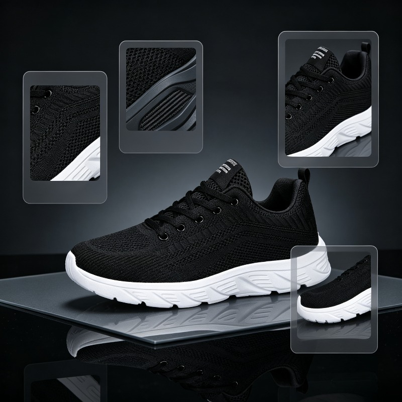 남성용 통기성 니트 스니커즈, 흰색, 두꺼운 밑창, 끈 - Running Shoes Men 리뷰 및 가격